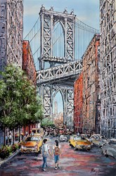 Manhattan Bridge, NYC by Phillip Bissell - Original Painting on Box Canvas sized 24x36 inches. Available from Whitewall Galleries